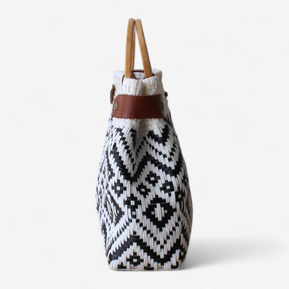 Black & White Geometric Handmade Tote Bag