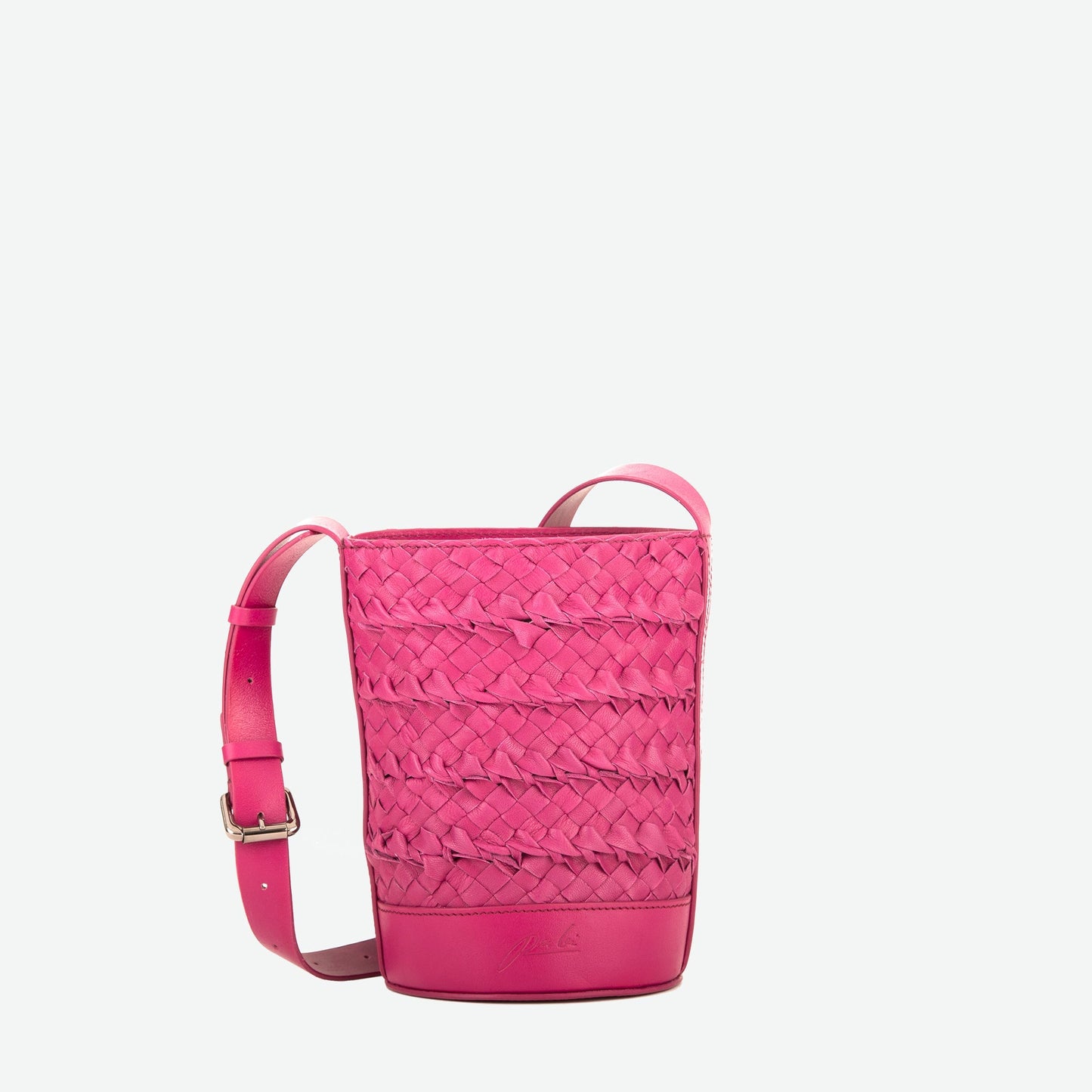 Emery Woven Leather Crossbody Bag - Fuchsia