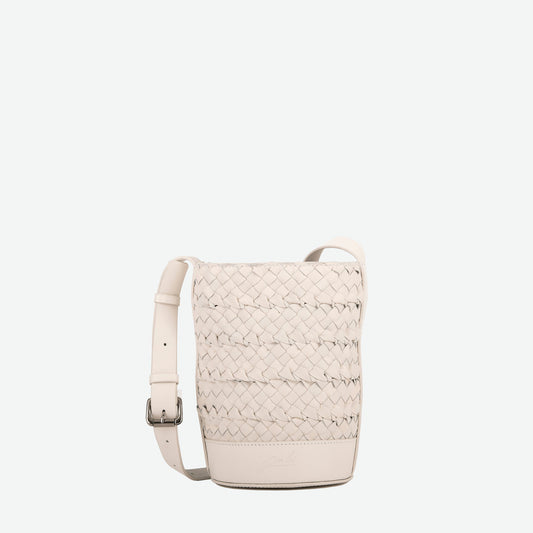 Emery Woven Leather Crossbody Bag - Stone