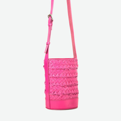 Emery Woven Leather Crossbody Bag - Fuchsia