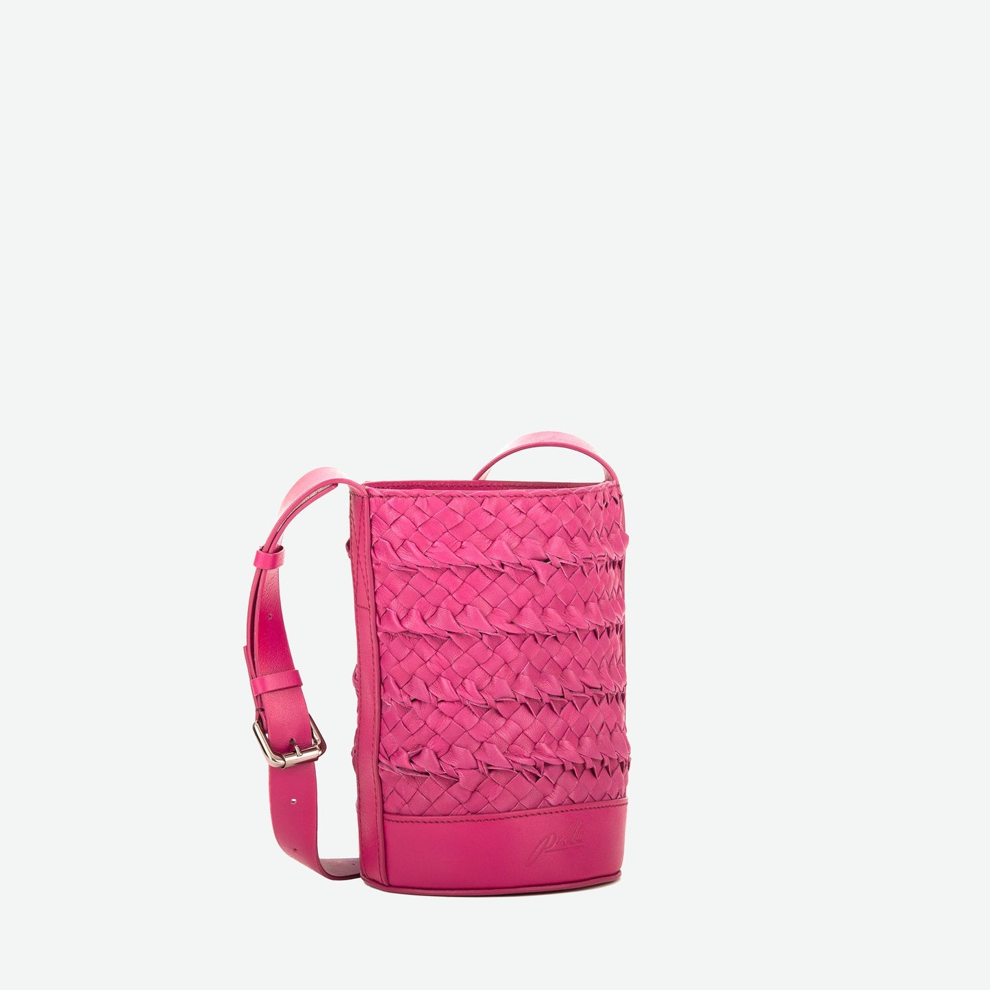Emery Woven Leather Crossbody Bag - Fuchsia