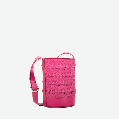 Emery Woven Leather Crossbody Bag - Fuchsia