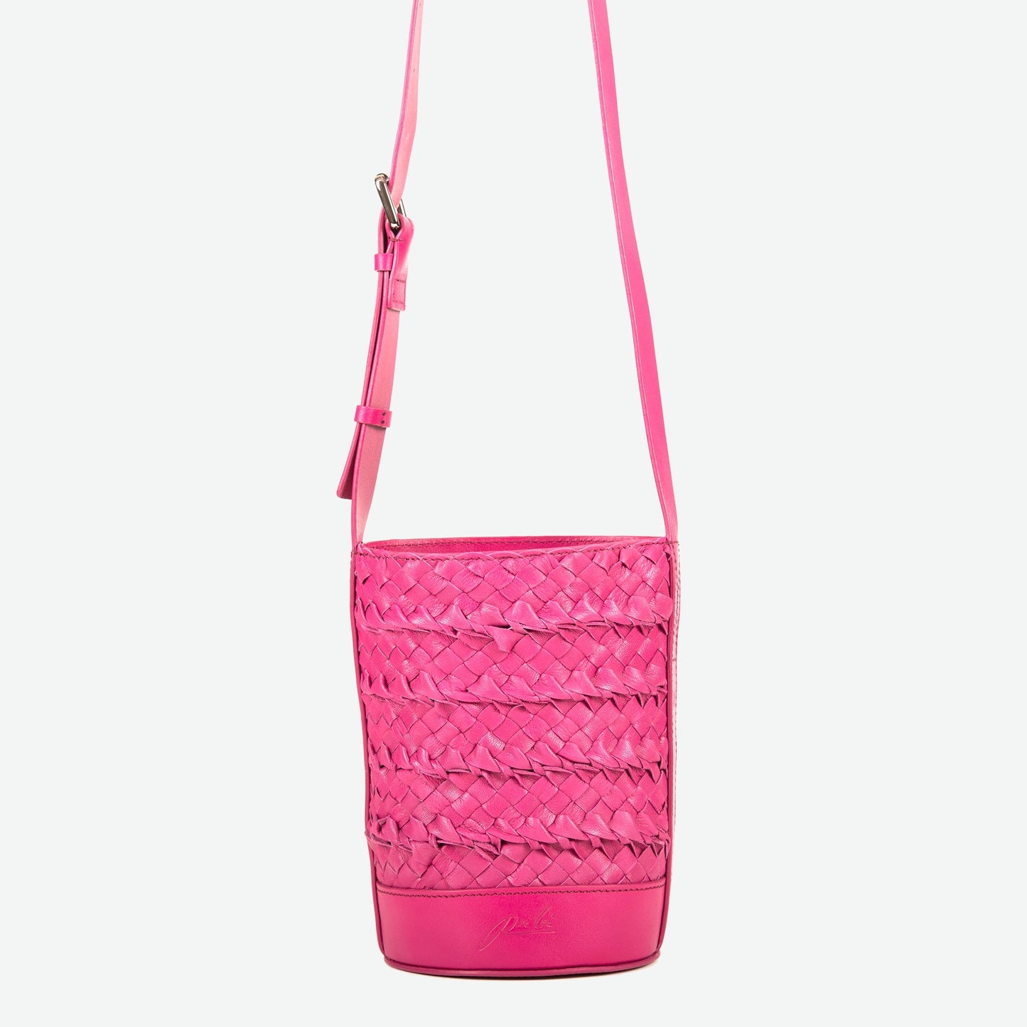 Emery Woven Leather Crossbody Bag - Fuchsia