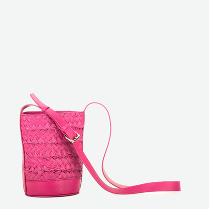 Emery Woven Leather Crossbody Bag - Fuchsia