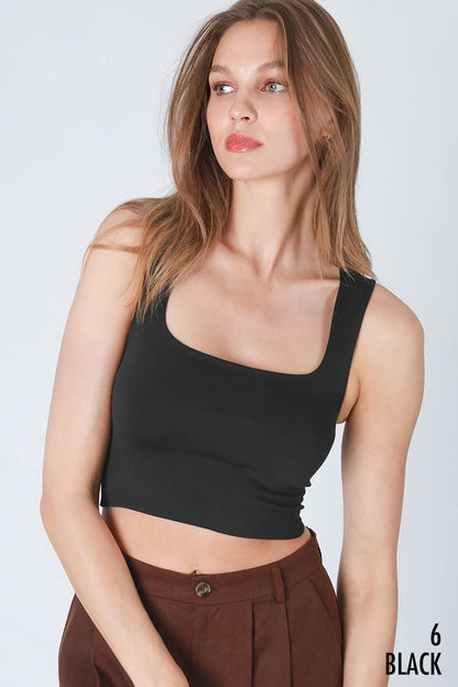 NikiBiki "Clean Line" Western Basics Square Neck Top — Figure-Flattering Stretch (5 Colors, Made in USA)