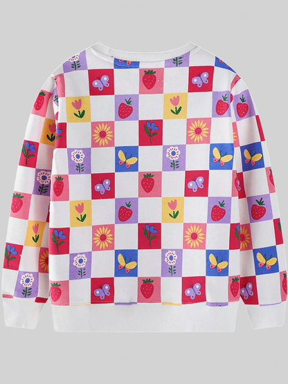 Toddler Girls Colorful Checkered Pattern Sweatshirt