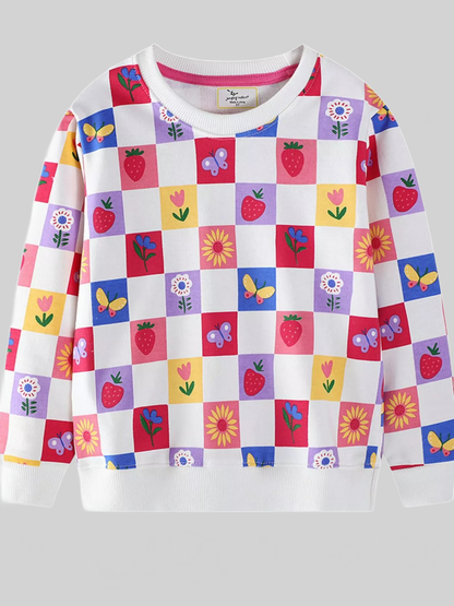 Toddler Girls Colorful Checkered Pattern Sweatshirt