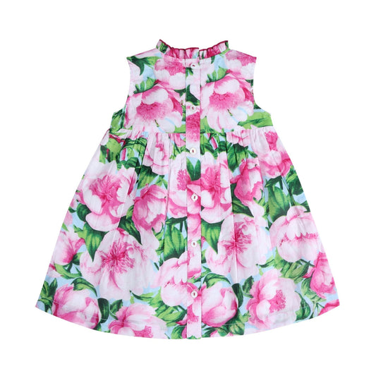 Pink Peony Ruffled Olivia Dress | Statement Floral Print