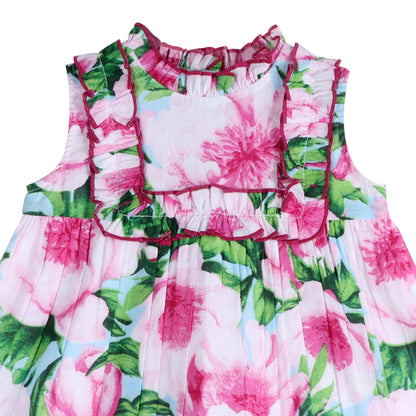 Pink Peony Ruffled Olivia Dress | Statement Floral Print
