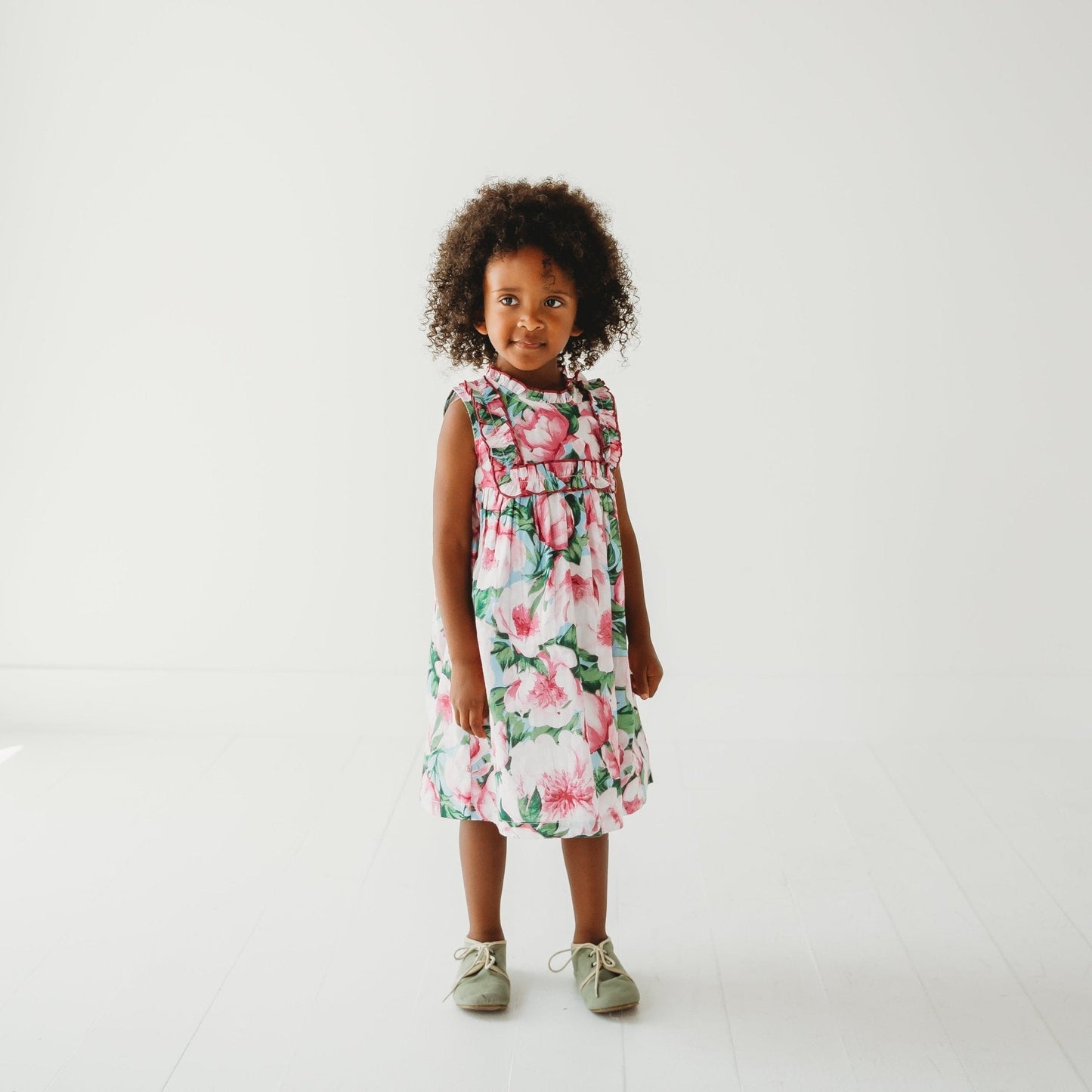Pink Peony Ruffled Olivia Dress | Statement Floral Print