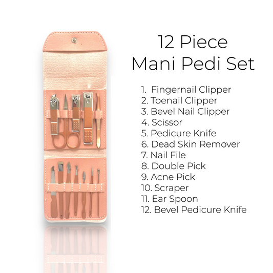 Pink 12 Piece Nail Care Set