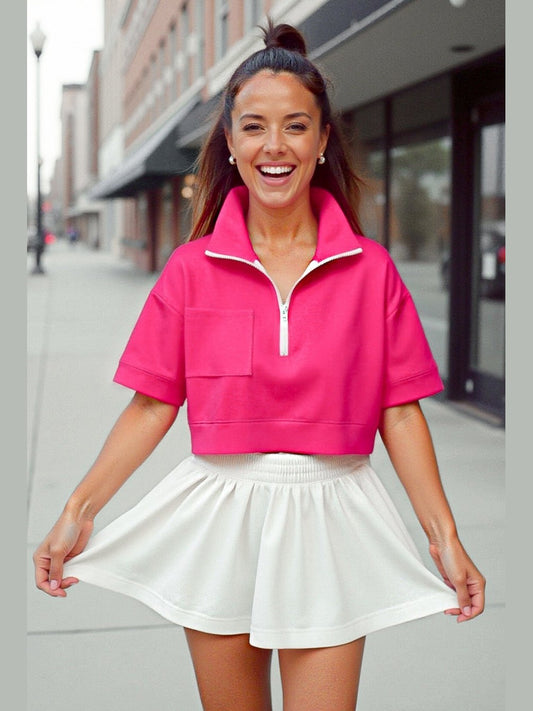 Lightweight Half Zip & Midi Short Sleeve Top