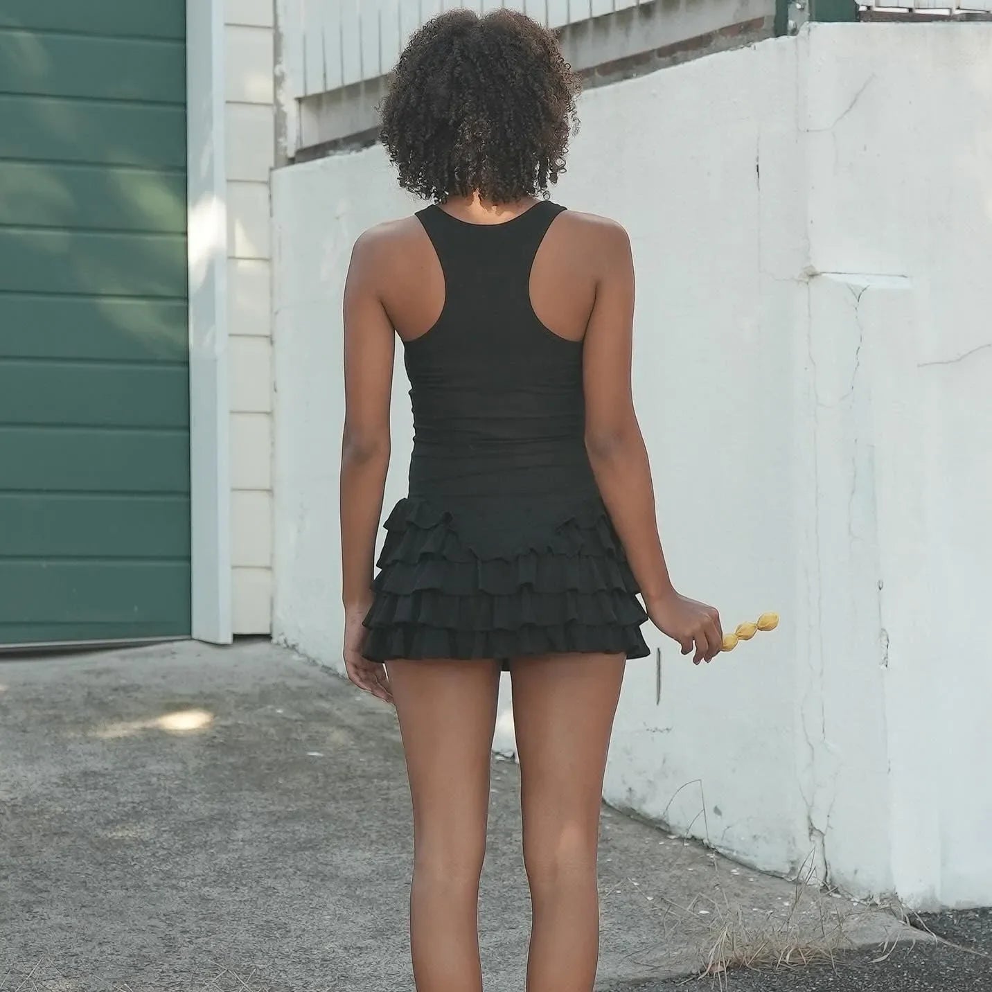 Pretty Perfect Frill Tank Black Mini Dress