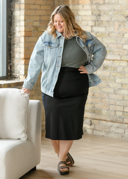 Quinn Black Knit Midi Skirt