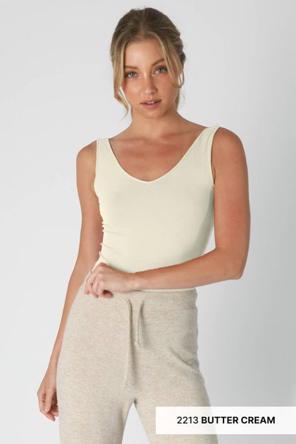 NikiBiki Reversible Seamless Western Basics Tank Top — V-Neck or Scoop Neck (4 Colors, Made in USA)