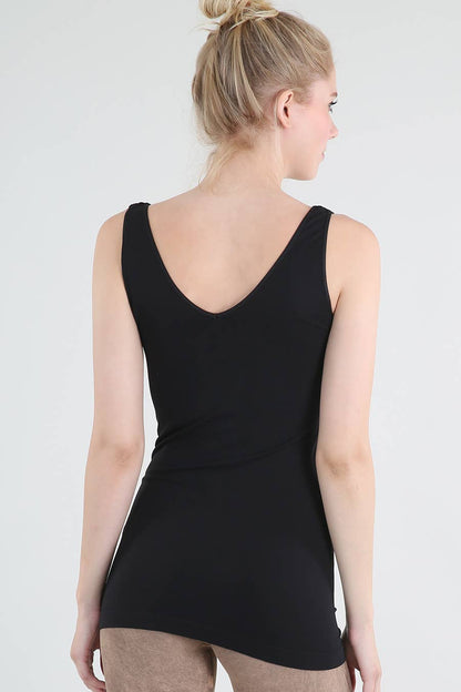 NikiBiki Reversible Seamless Western Basics Tank Top — V-Neck or Scoop Neck (4 Colors, Made in USA)