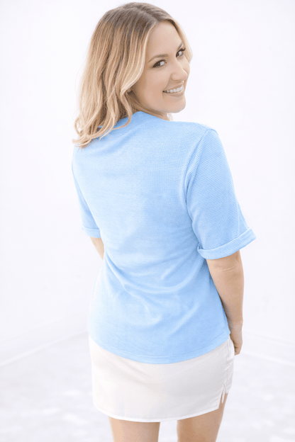 Robin Rose Button Waffle Knit Top