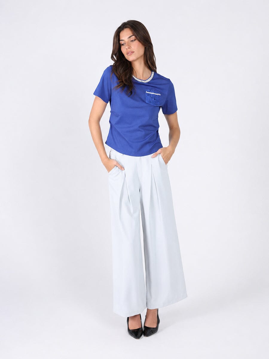 Round Neck Lace & Pocket T-Shirt