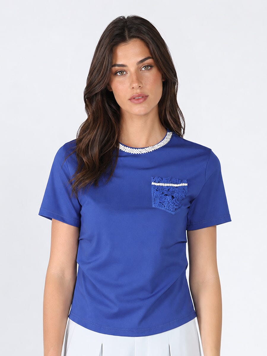 Round Neck Lace & Pocket T-Shirt