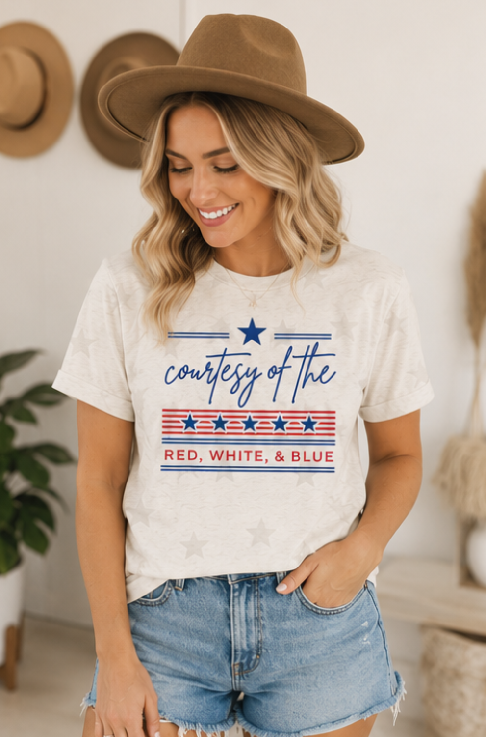 Courtesy of the Red White and Blue Graphic Graphic Star Tee