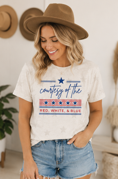 Courtesy of the Red White and Blue Graphic Graphic Star Tee