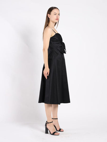 Spaghetti Strap Bow Detailed Midi Dress