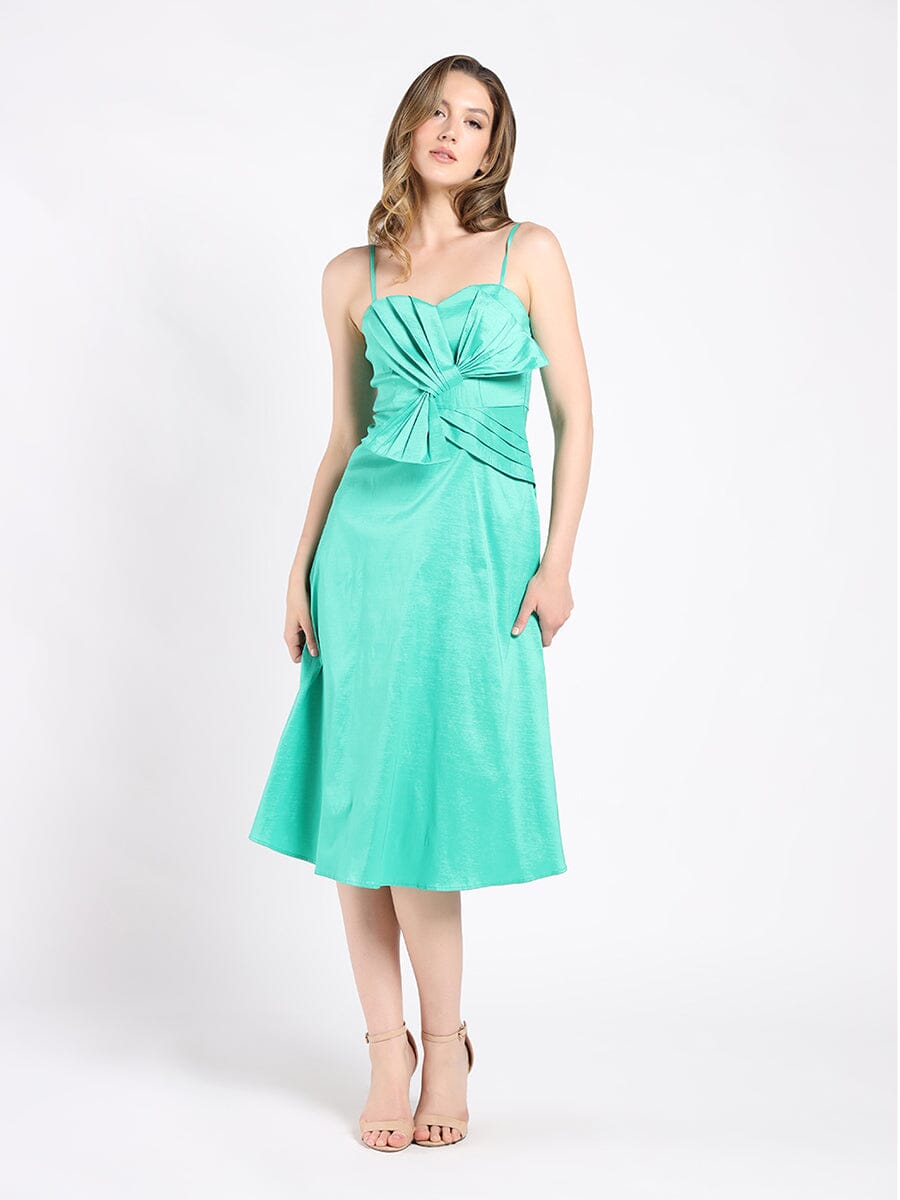 Spaghetti Strap Bow Detailed Midi Dress