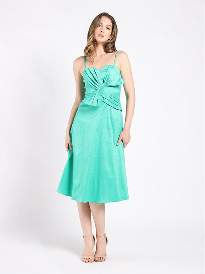 Spaghetti Strap Bow Detailed Midi Dress