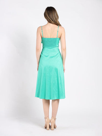 Spaghetti Strap Bow Detailed Midi Dress