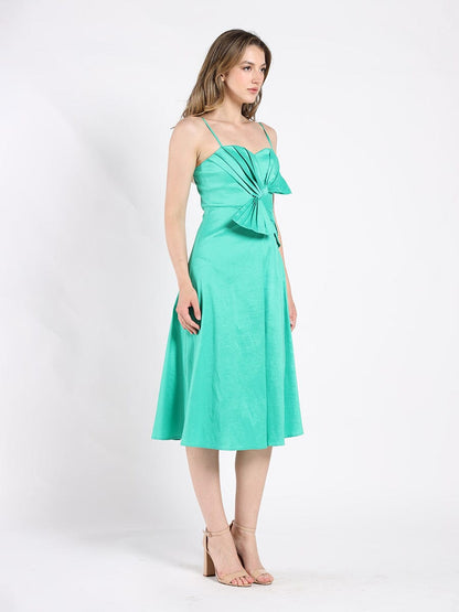 Spaghetti Strap Bow Detailed Midi Dress
