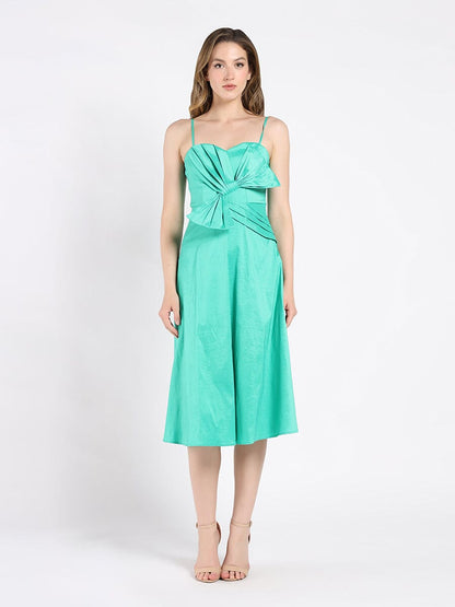 Spaghetti Strap Bow Detailed Midi Dress