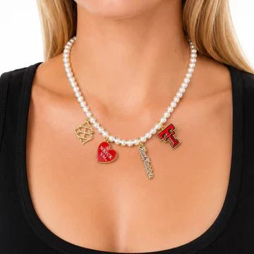 Brianna Cannon Texas Tech Pearl Charm Necklace