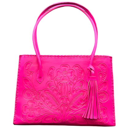 The Amy| Hand-Tooled Leather Tote Bag