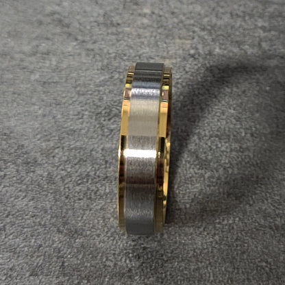 Personalized Women's Promise Ring - 14k Gold and Brushed Stainless Steel