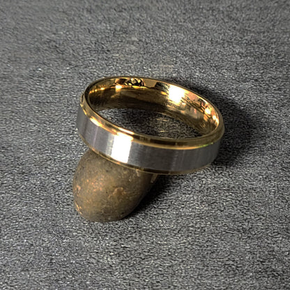 Personalized Women's Promise Ring - 14k Gold and Brushed Stainless Steel