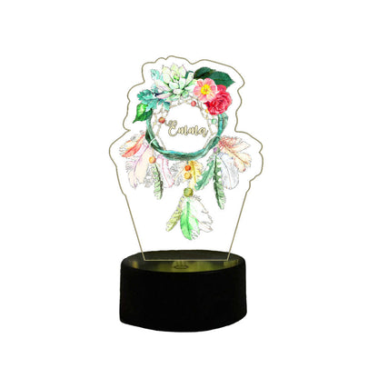 Personalized Flower Dreamcatcher Light With Custom Engraved Name
