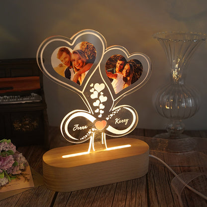 Personalized Photo Collage and Names Infinity Hearts - Couples Gift