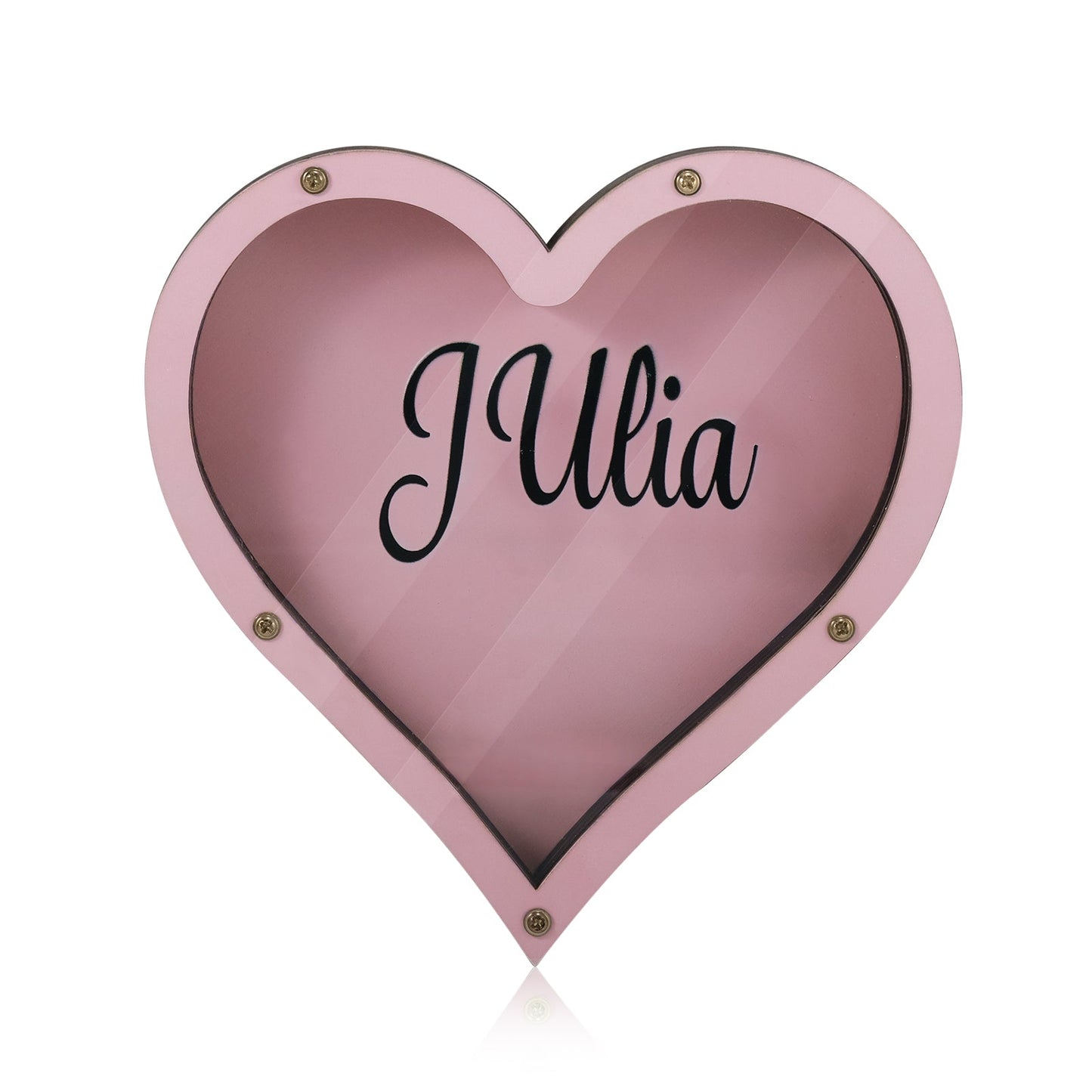 Personalized Handmade Wood Pink Heart Piggy Bank - Name Piggy Bank