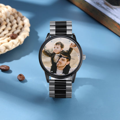 Personalized Men's Custom Photo Watch With Engraving Father's Day Boyfriend