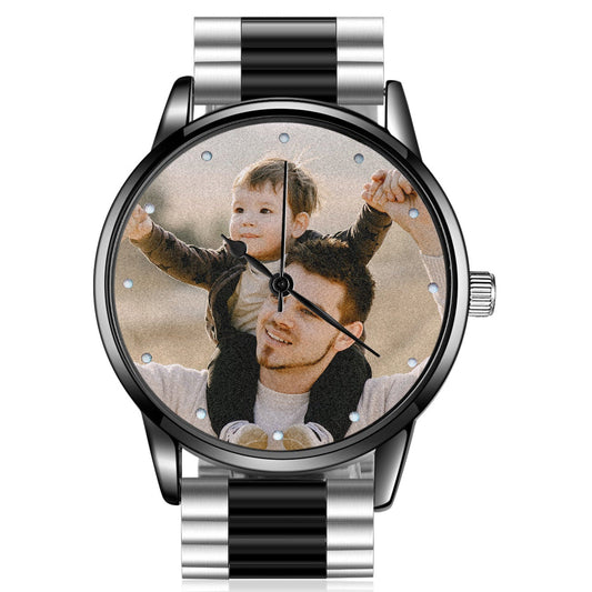 Personalized Men's Custom Photo Watch With Engraving Father's Day Boyfriend