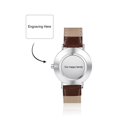 Personalized Photo and Custom Message Watch Brown Leather Band