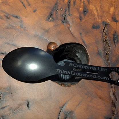 Personalized 12 IN 1 Camping Spoon, Fork Multi Tool With a Wrench Knife and more