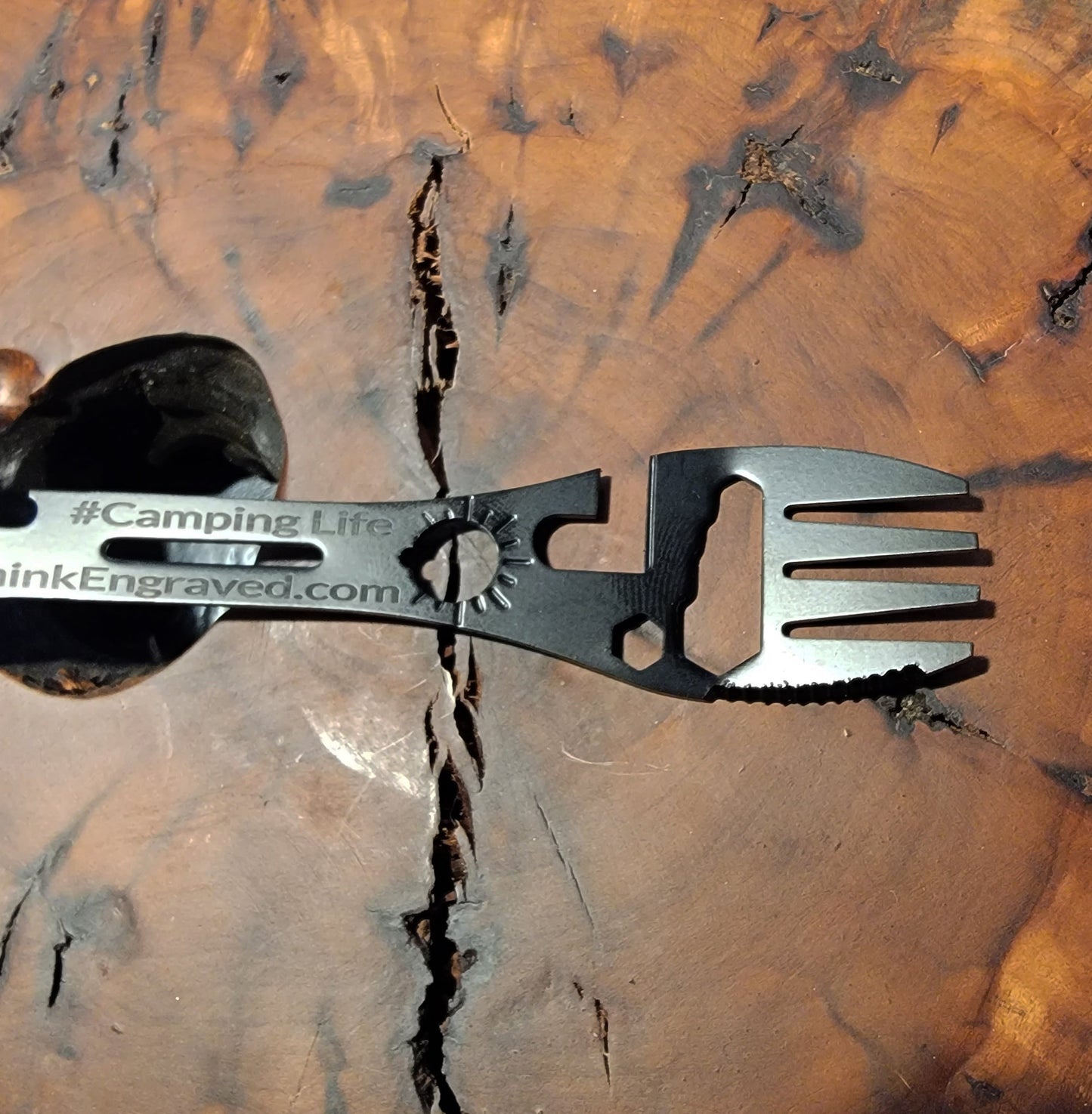 Personalized 12 IN 1 Camping Spoon, Fork Multi Tool With a Wrench Knife and more