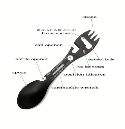 Personalized 12 IN 1 Camping Spoon, Fork Multi Tool With a Wrench Knife and more