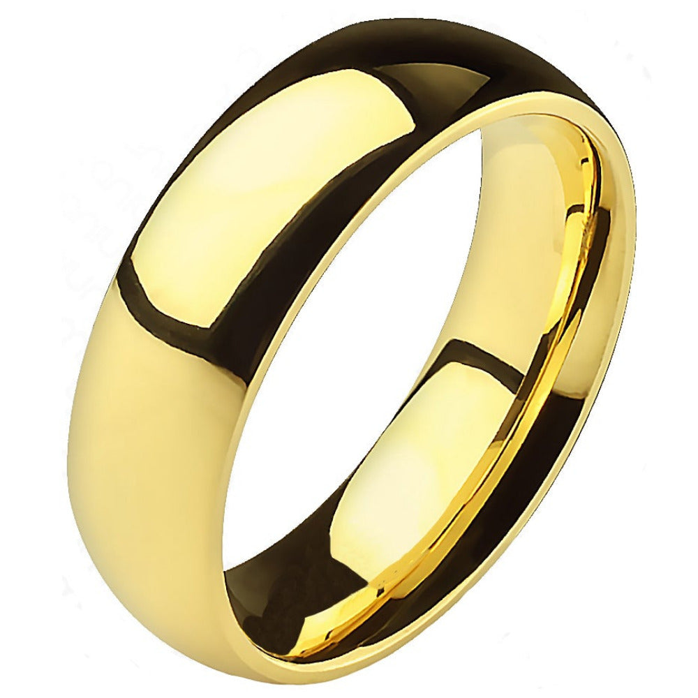 Personalized Women's Promise Ring Band - Dome Band 14k Gold Over Titanium