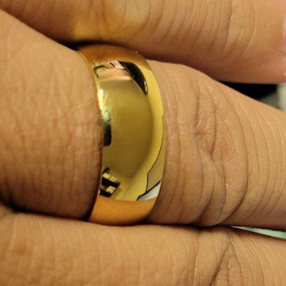 Personalized Women's Promise Ring Band - Dome Band 14k Gold Over Titanium