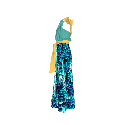 Sea Baby Backless Womens Halter Maxi Dress