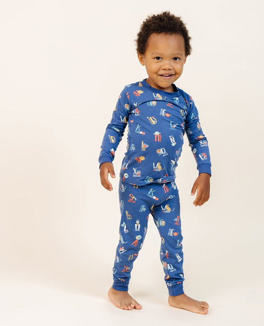 Ultimate Pajama Set in Good Vibes ABC Navy