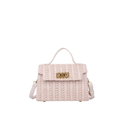 Vintage Flap Buckle Design Straw Crossbody Bag
