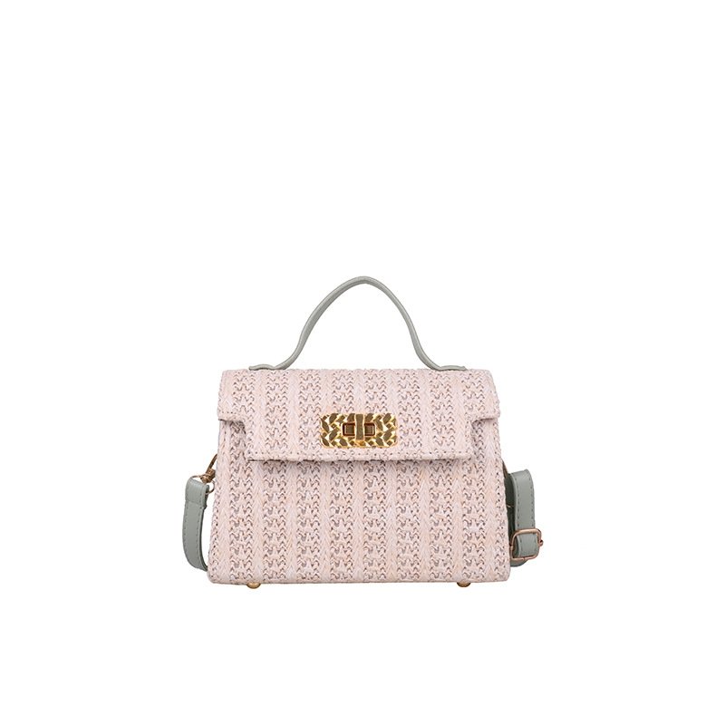 Vintage Flap Buckle Design Straw Crossbody Bag